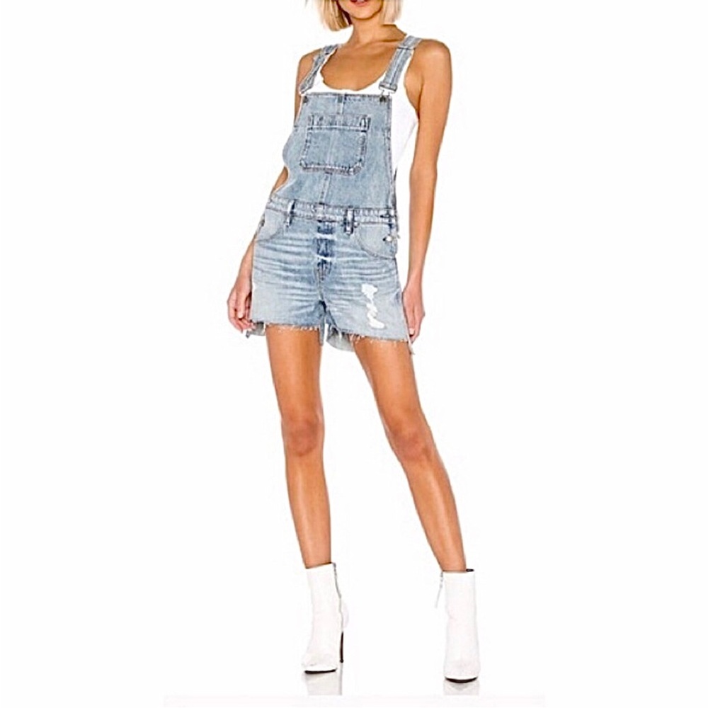HUDSON JEANS Sloane Short Overalls Distressed